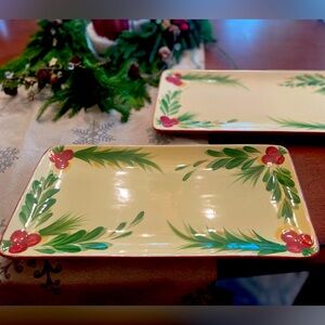Pair of Southern Living At Home Gail Pitman Christmas Memories Appetizer Trays